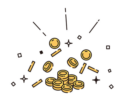 Dancing coins and sparkling starsのイラスト素材