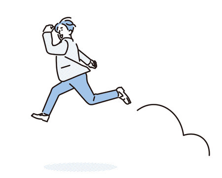 Full body of a man jumping hop stepのイラスト素材