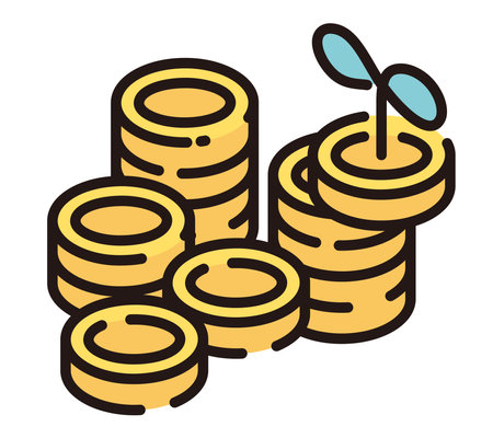 Stacks of coins and young leavesのイラスト素材
