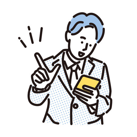 A man pointing at his smartphoneのイラスト素材