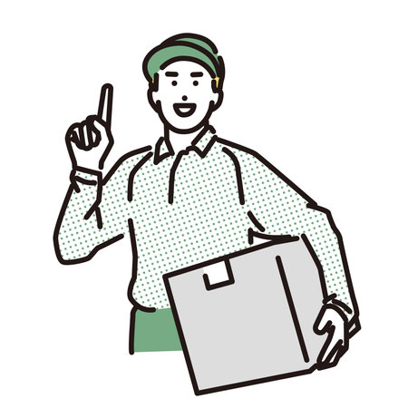 A smiling delivery man pointingのイラスト素材