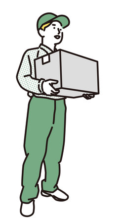 A smiling delivery man handing over a packageのイラスト素材