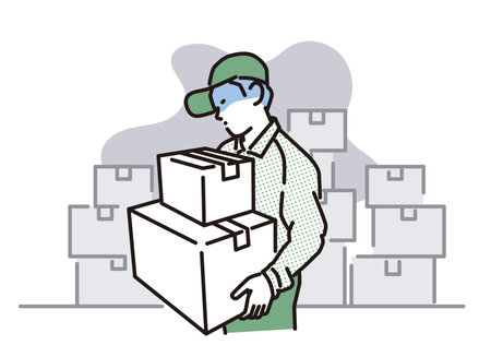 Tired delivery manのイラスト素材
