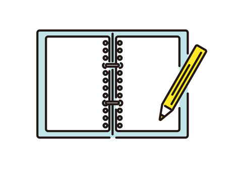 Open binder with loose leaf and pencilのイラスト素材