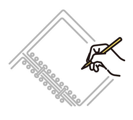 Hand writing on loose-leaf paperのイラスト素材