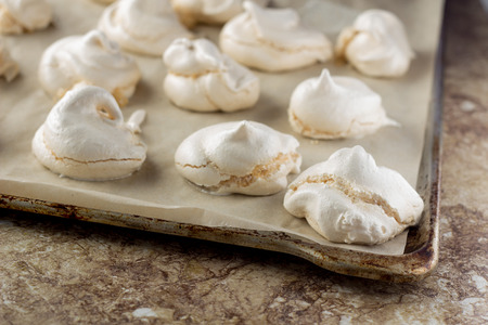 Shot of plate with meringues verticalの写真素材