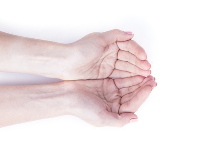 There is a hands  on a white backgroundの写真素材