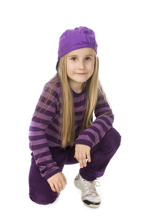 An image of beautiful child in in a purple dressの写真素材