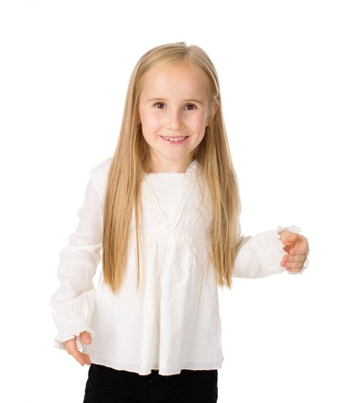 an image of a little girl dressed as an adultの写真素材