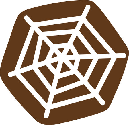 Editable halloween spooky, cute and fun chocolate spider web icing cookie vector illustration. element for design with editable strokesのイラスト素材