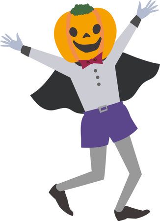 Isolated halloween party vector illustration element of a pumpkin monster. Cute and fun background element for designのイラスト素材