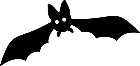 Editable wings. vector Illustration of spooky, cute and fun halloween flying black bat with eyes and big ears.のイラスト素材