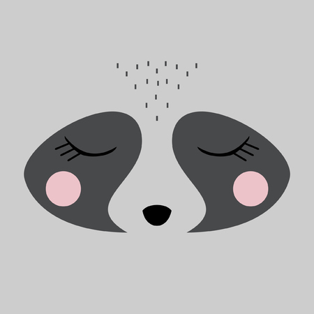 funny face the sleeping raccoonのイラスト素材