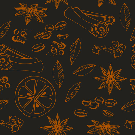 seamless pattern sketch manually spicesのイラスト素材