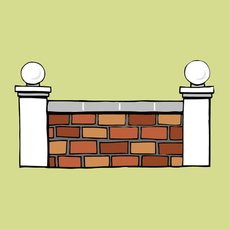 eequestrian sport Jumping isolated vector brick wall obstacle flatのイラスト素材