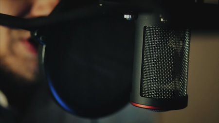Professional Microphone in recording studio.の写真素材
