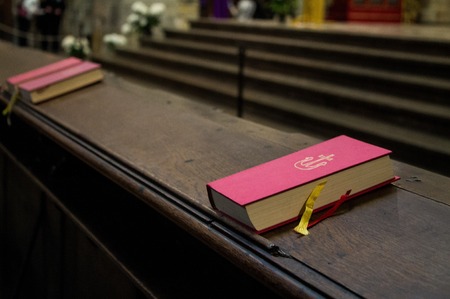 Close photo of Bible in the Churchの写真素材