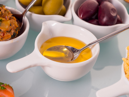 Honey isolated on white background in restaurantの写真素材