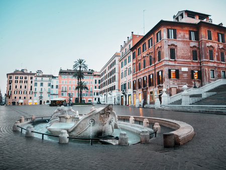 Spanish Steps in Rome, Italy. Piazza di Spagna in the morning, There are nobody of tourists.の写真素材