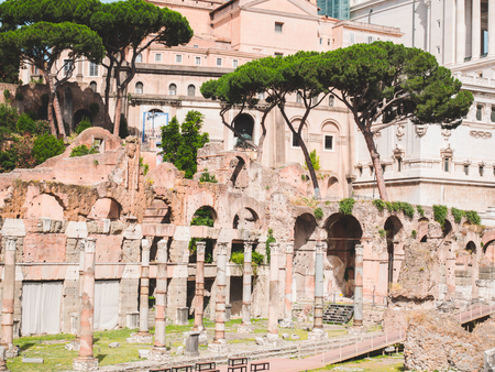 Image of Roman Forum in Rome, Italy. Ruins from ancient empire buildings.