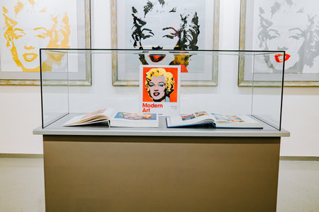 Prague, Czech - February 2023. Andy Warhol exhibition in Central Gallery.のeditorial素材