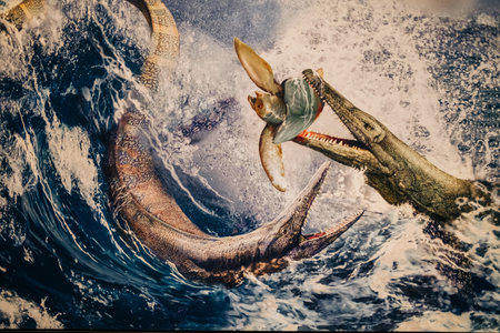 October 2023 - Prague,Czechia.Paleontology Ancient Marine Reptiles in Dinosauriaのeditorial素材