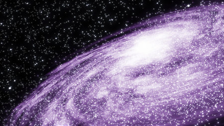 Cosmic journey through universe, mesmerizing galaxy, celestial violet beauty.