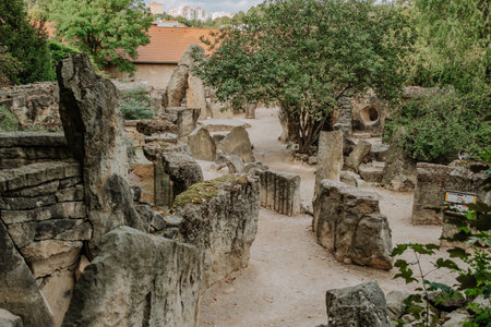 Prague, Czechia - October 2023: Praha zoo interior. Wild animals, landscape.のeditorial素材