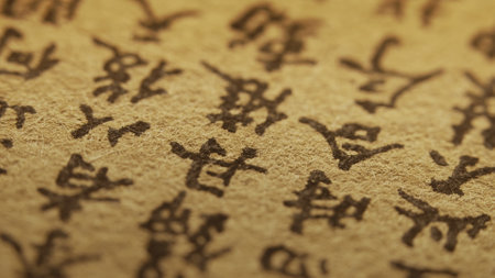 Macro old manuscript with Chinese authentic taijiquan. Hieroglyphs and symbolsの写真素材