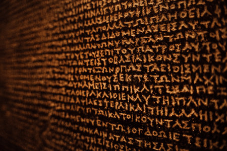 Rosetta Stone, Ancient Stele Inscribed Three Scripts,Key To Egyptian hieroglyphsの写真素材