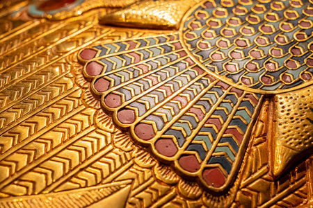 Golden coffin of King Tutankhamun, Ancient Egyptian Sarcophagi, Mummy Masksの写真素材