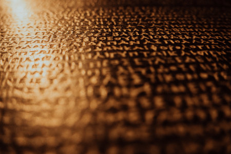 Rosetta Stone, Ancient Stele Inscribed Three Scripts,Key To Egyptian hieroglyphsの写真素材