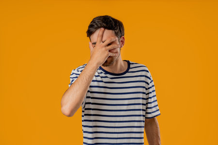 Disappointed Sad Man, Facepalm Gesture, Like No, I Forgot. Unhappy Ashamed