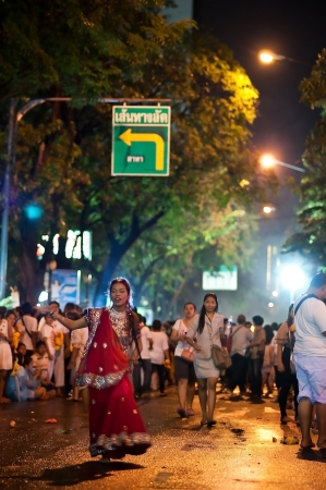 Navaratri Festival at Maha Uma Devi temple, Silom Street, Bangkok, Thailand - Oct 24,2012 - The faithful dance dedicat to the goddess at Navaratri Festival.のeditorial素材