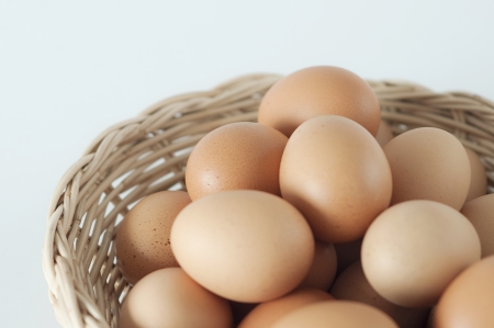 Eggs in the brown basket 02の写真素材