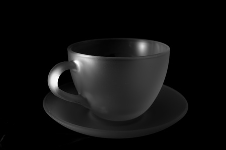 white cup on dark background の写真素材