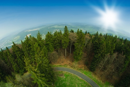 nice landscape through fish eye lensの写真素材