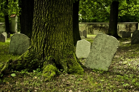 old gravestone in Jewish cemeteryのeditorial素材