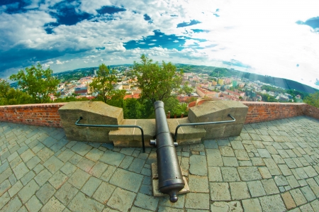 cannon on top of rampartsの写真素材