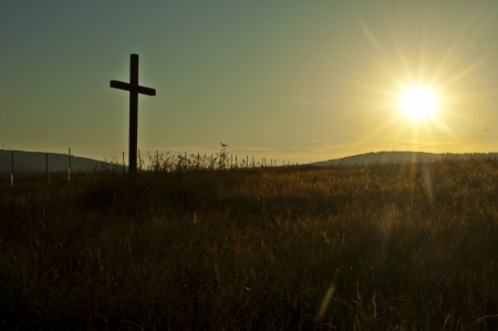 big crosson meadow with sunsetの写真素材