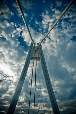 detail of modern bridge on sunny dayの写真素材