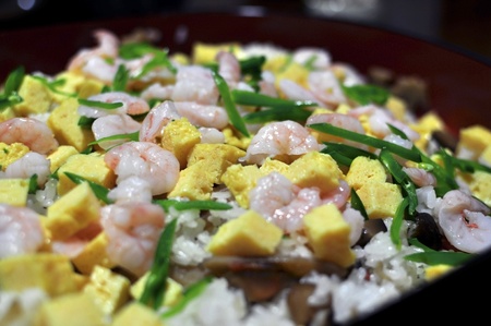 Chirshi Sushi, or chirasizushi, is a popular form of sushi in Japan. It's quite different from Maki Sushi and Nigiri Sushi which are known in the West. の写真素材