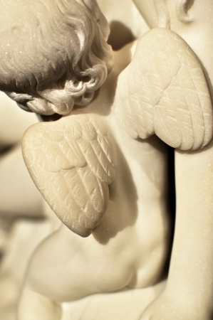Small angel statue  putto  from behind  の写真素材