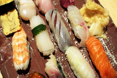 Selection of fine, traditional Nigiri Sushiの写真素材