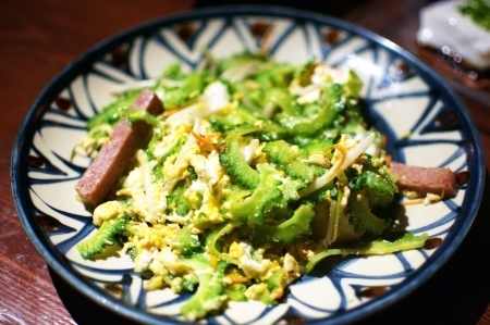 Goya Chanpuru, a typical okinawan Dish  It is Goya fruit with Tofu, Egg and Meat  の写真素材