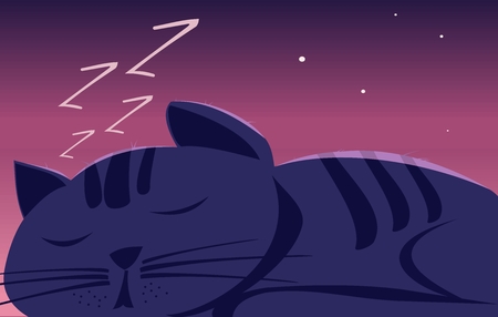 cartoon sleeping cat, children's drawingのイラスト素材
