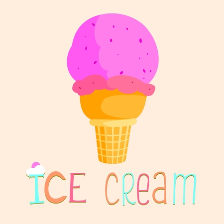 ice cream in a waffle cupのイラスト素材