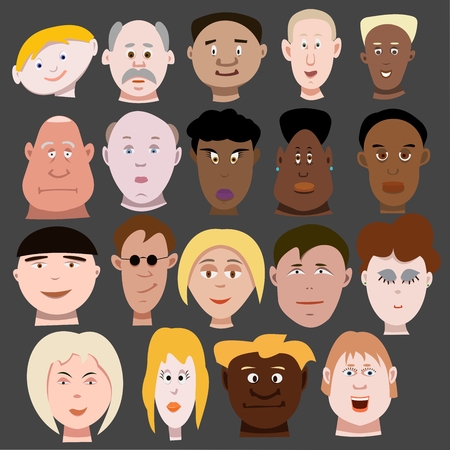 faces of people of different races, emotionsのイラスト素材