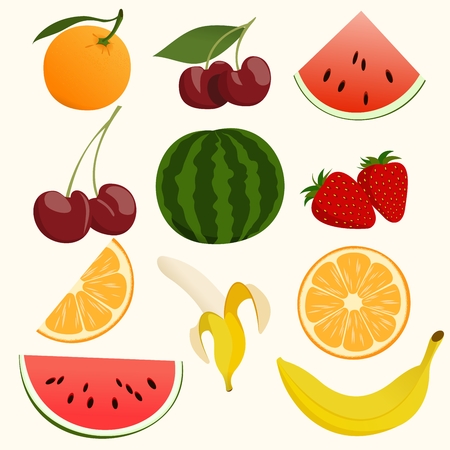 set of fruitsのイラスト素材