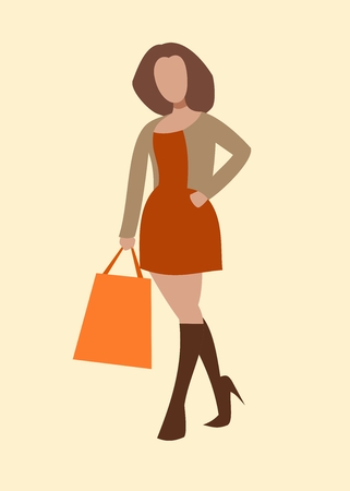 girl with shopping bagのイラスト素材